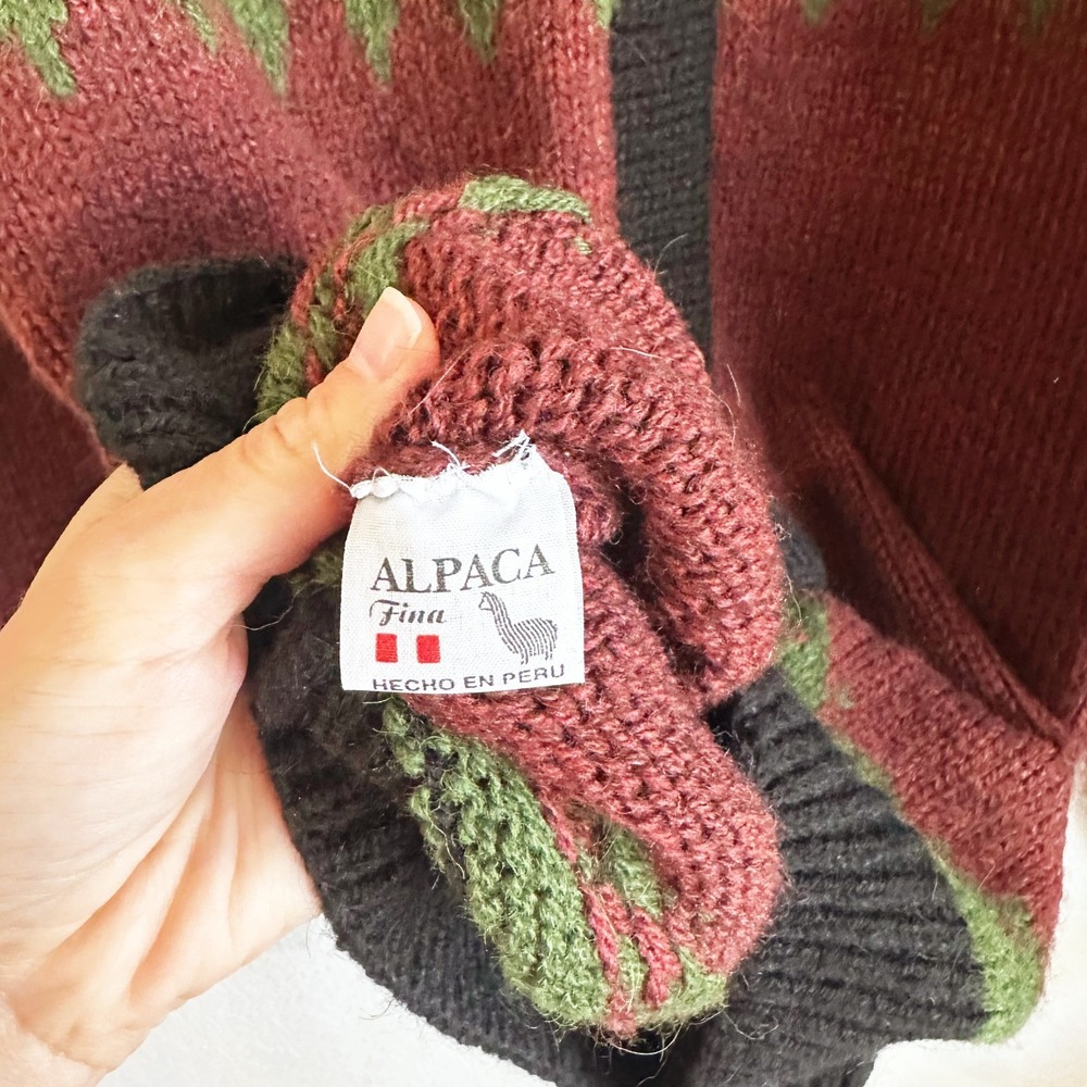 The Alpaca Connection Button Cardigan Large? Fair Isle Handmade Peru Alpaca Wool - Picture 5 of 11